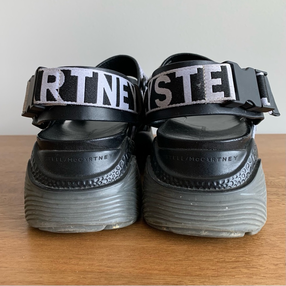 Stella McCartney Black and White Logo Platform Sandals - Picture 4 of 7